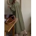 Solid Button Puff Long Sleeve Loose Casual Shirt Dress